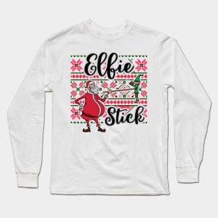 Funny Elf Pun Selfie Stick Santa Claus Christmas Meme Gift Long Sleeve T-Shirt